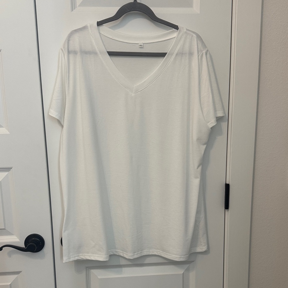 Classic White V-Neck Women's Top